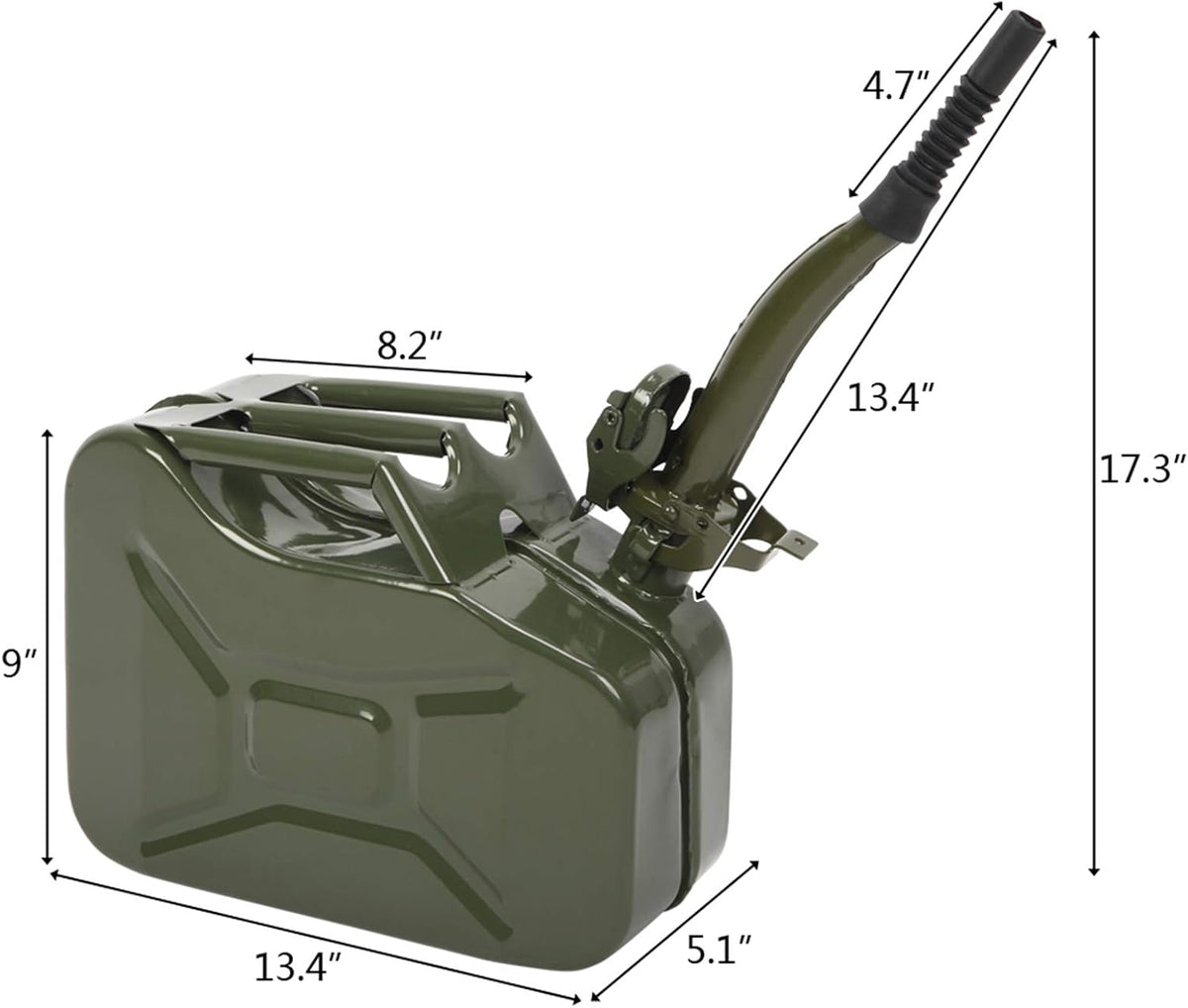 Portable 10L 2.5 Gallon Metal Gas-Fuel Cold-rolled Plate-Diesel Tank Bucket with Pipe US(Green 1)