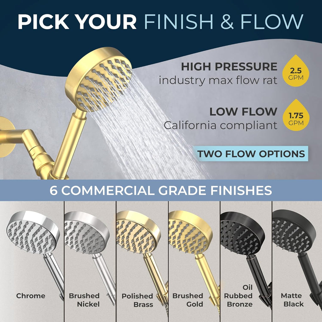 HammerHead Showers? Solid Metal LOW FLOW Handheld Shower Head with Hose and Brass Holder - OIL RUBBED BRONZE ?C Water Saving 1.75 GPM Detachable Shower Head - Adjustable Shower Wand Bracket & 6ft Hose