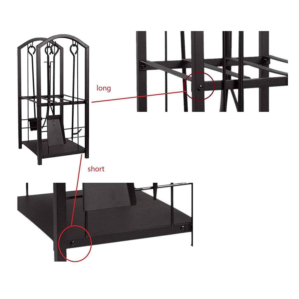 Juvale Firewood Rack with 4 Fireplace Tools - Fireplace Log Holder for Indoor An