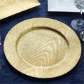 Balsacircle 24 Pcs 13 in Gold Wooden Textured Round Charger Plates - Dinner Party Wedding Supplies for All Holidays