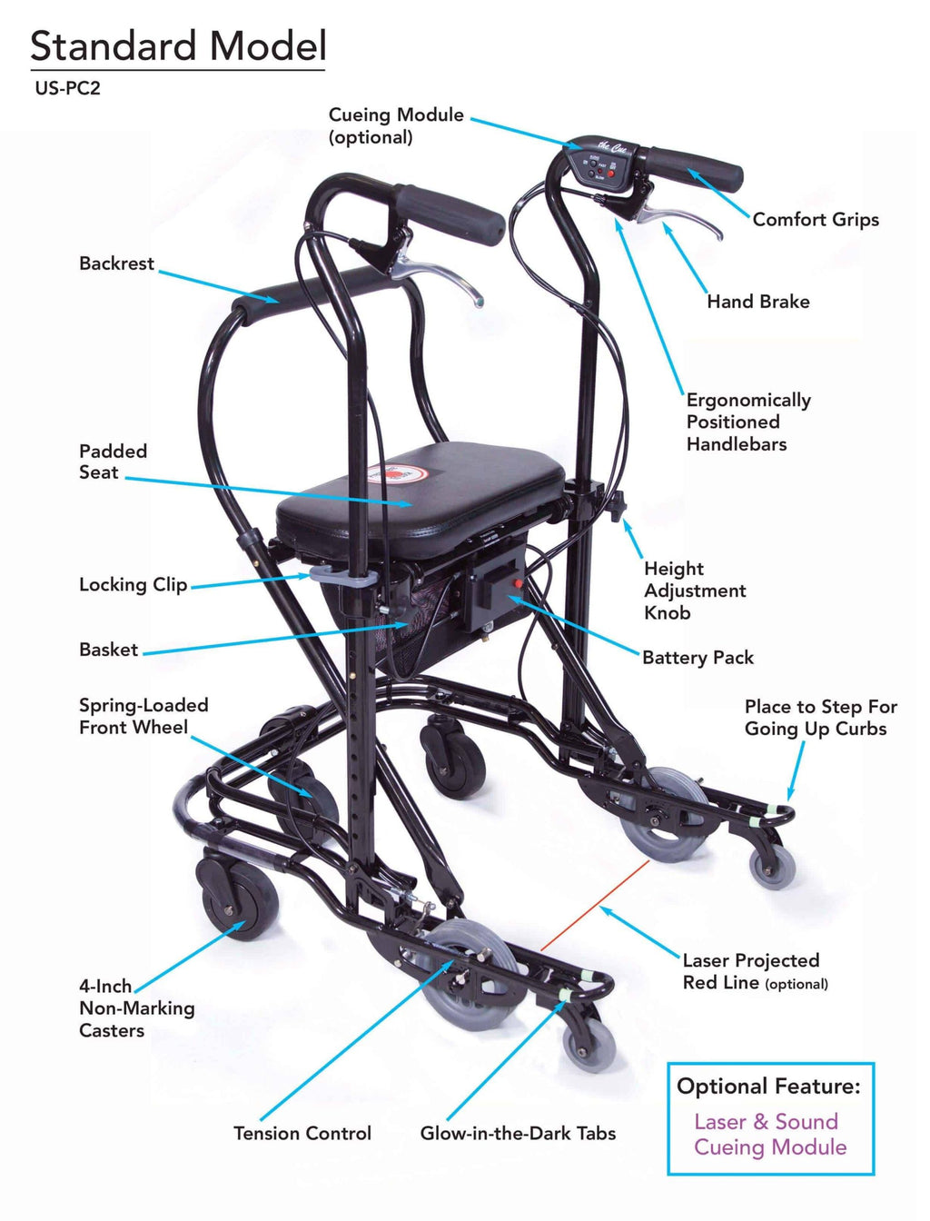 U-Step Walking Stabilizer - Walker - Tall - 6-Foot 1 to 6-Foot 3