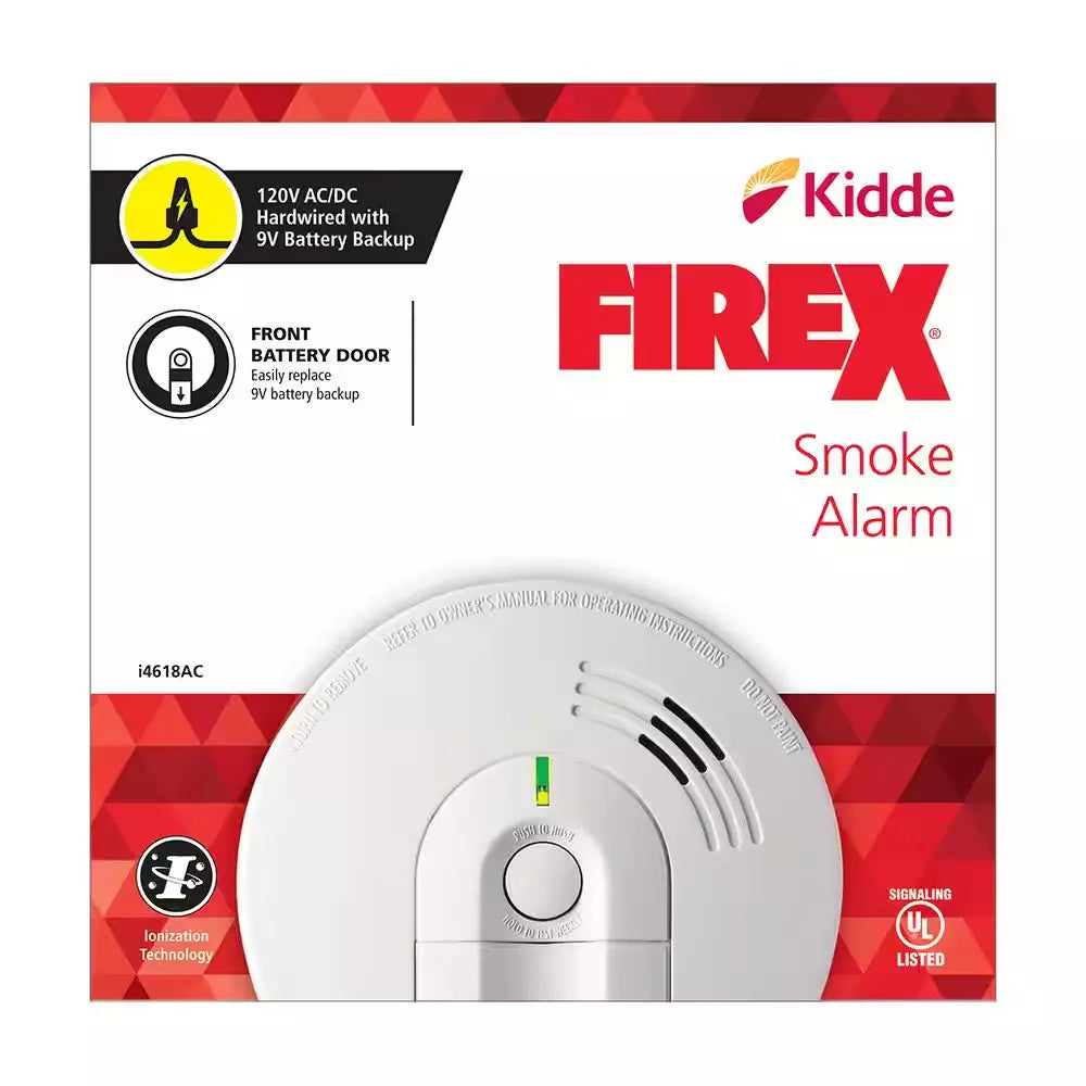 Kidde i4618 4-Pack Hardwired Smoke Alarm with Ionization Sensor, 120V AC, 9V Battery Backup