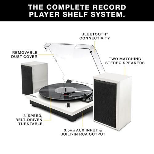 Victrola The Quincy 6-in-1 Bluetooth Record Player & Multimedia Center with Built-in Speakers ?C 3-Speed Turntable, CD & Cassette Player, AM/FM Radio, Wireless Music Streaming (Natural)