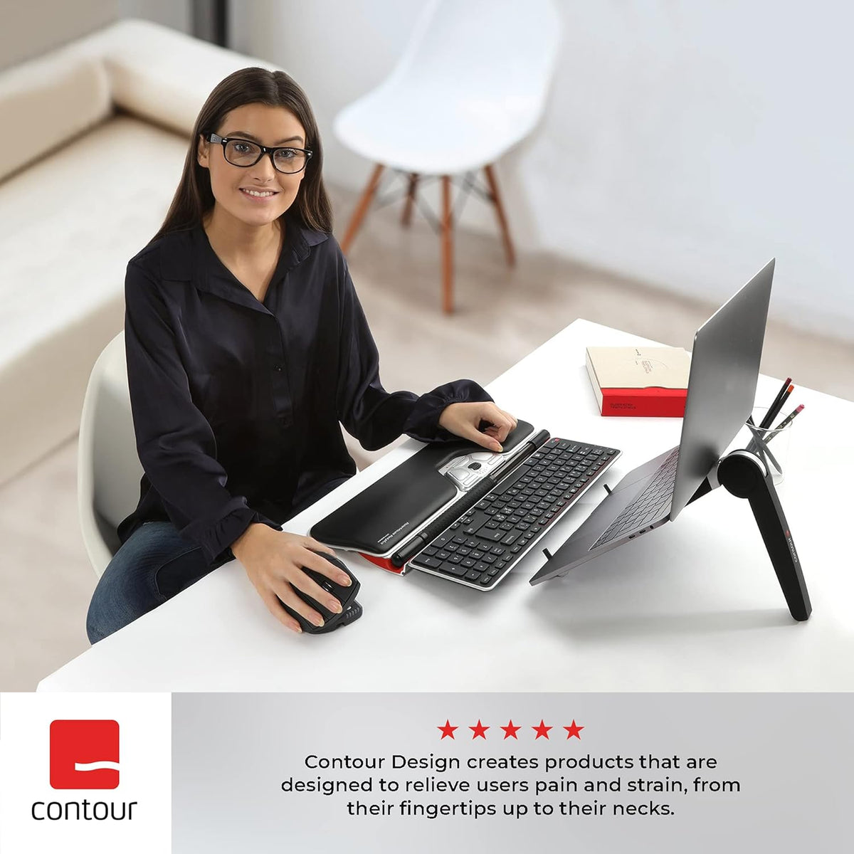 Contour Design RollerMouse Red Wireless - Wireless Ergonomic Mouse for Laptop and Desktop Computer Use - 2.4 GHz Ambidextrous Computer Mouse - Mac & PC Compatible