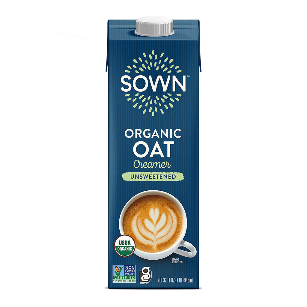 SOWN Organic Oat Creamer Unsweetened - Barista Oat Milk Non Dairy Coffee Creamer - Plant Based, Dairy-Free, Vegan, 0g Added Sugar, Gluten-Free, Non-GMO, Shelf Stable - 32oz (Pack of 6)