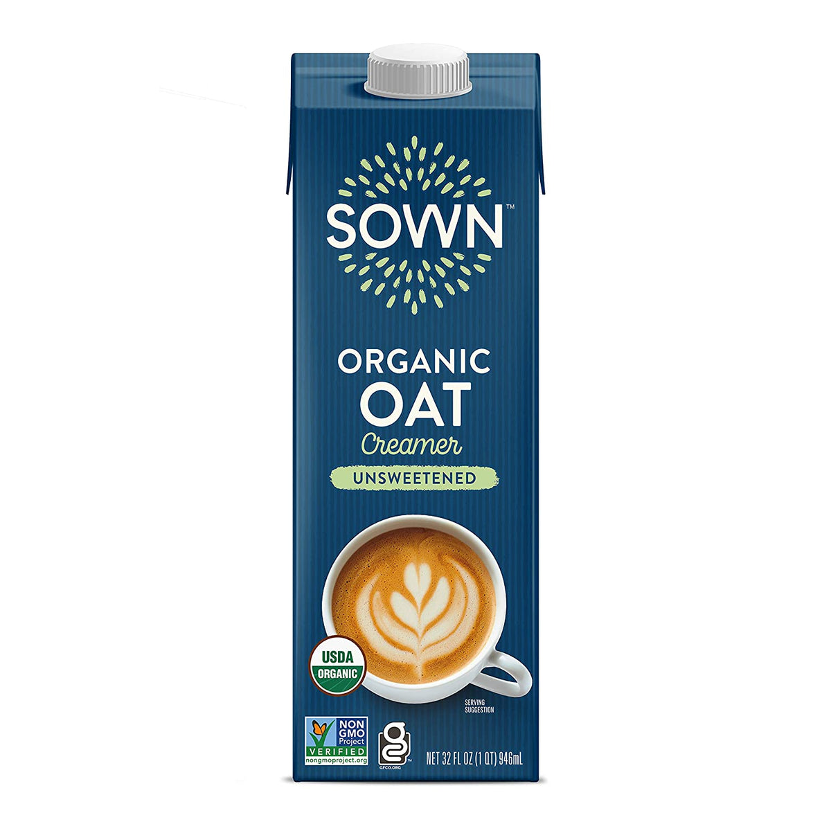 SOWN Organic Oat Creamer Unsweetened - Barista Oat Milk Non Dairy Coffee Creamer - Plant Based, Dairy-Free, Vegan, 0g Added Sugar, Gluten-Free, Non-GMO, Shelf Stable - 32oz (Pack of 6)