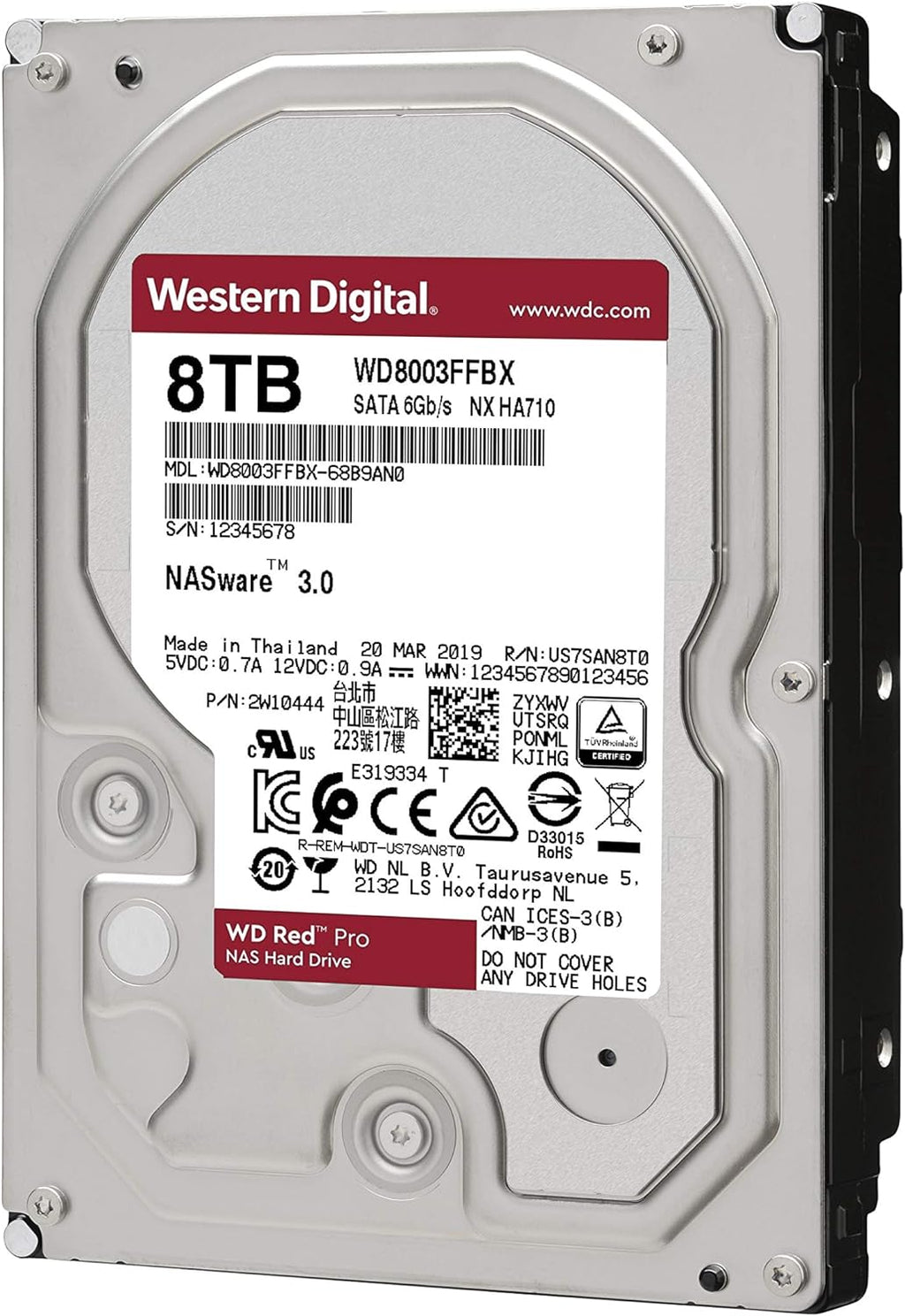 Western Digital 4TB WD Red Pro NAS Internal Hard Drive HDD - 7200 RPM, SATA 6 Gb/s, CMR, 256 MB Cache, 3.5 - WD4003FFBX