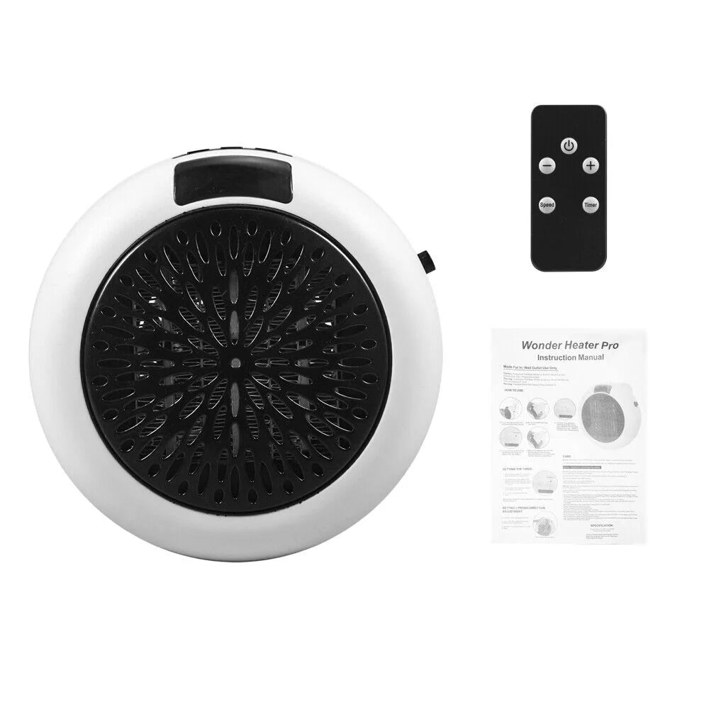 JahyShow Plug-in Electric Heater Fan - 900W Wall Sockets with Remote Timer - Digital Thermostat