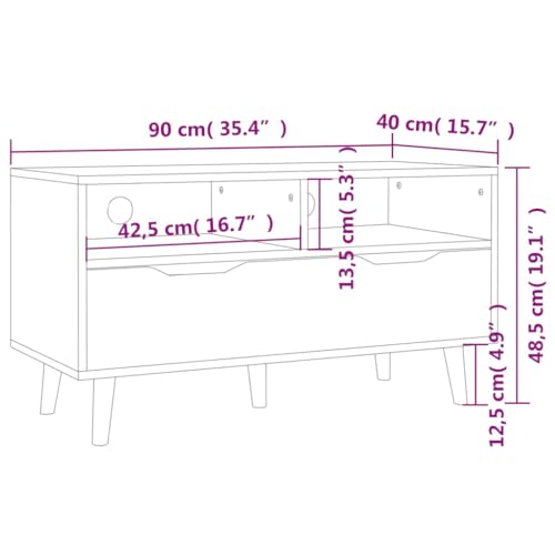 TV Stand, Center Console Storage Cabinet Small Console Table Low Tv Stand Suitable for Office Small Spaces Bedroom Living Room High Gloss White 35.4x15.7x19.1 Engineered Wood