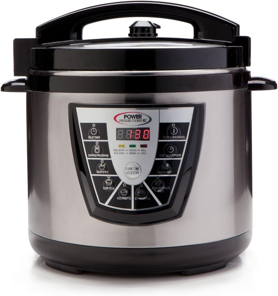 Power Pressure Cooker XL XL 10-Quart Electric Pressure, Slow, Rice Cooker, Steamer & More, 7 One-Touch Programs, Silver