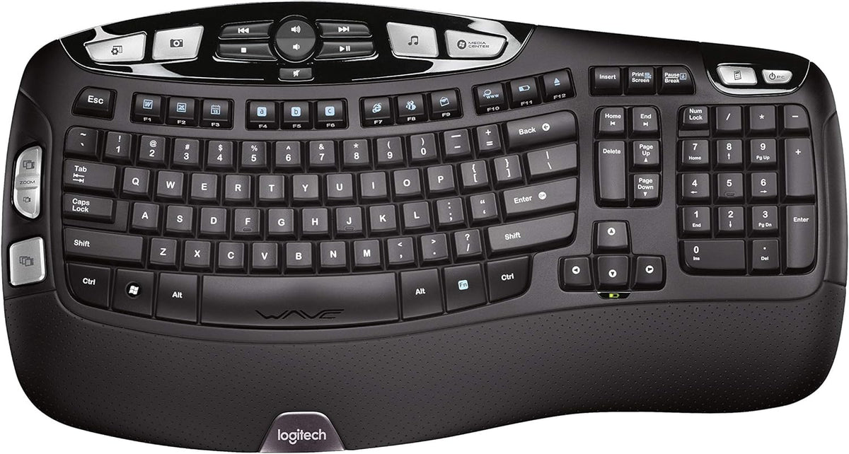 Logitech K350 Wireless Wave Ergonomic Keyboard with Unifying Wireless Technology - Black