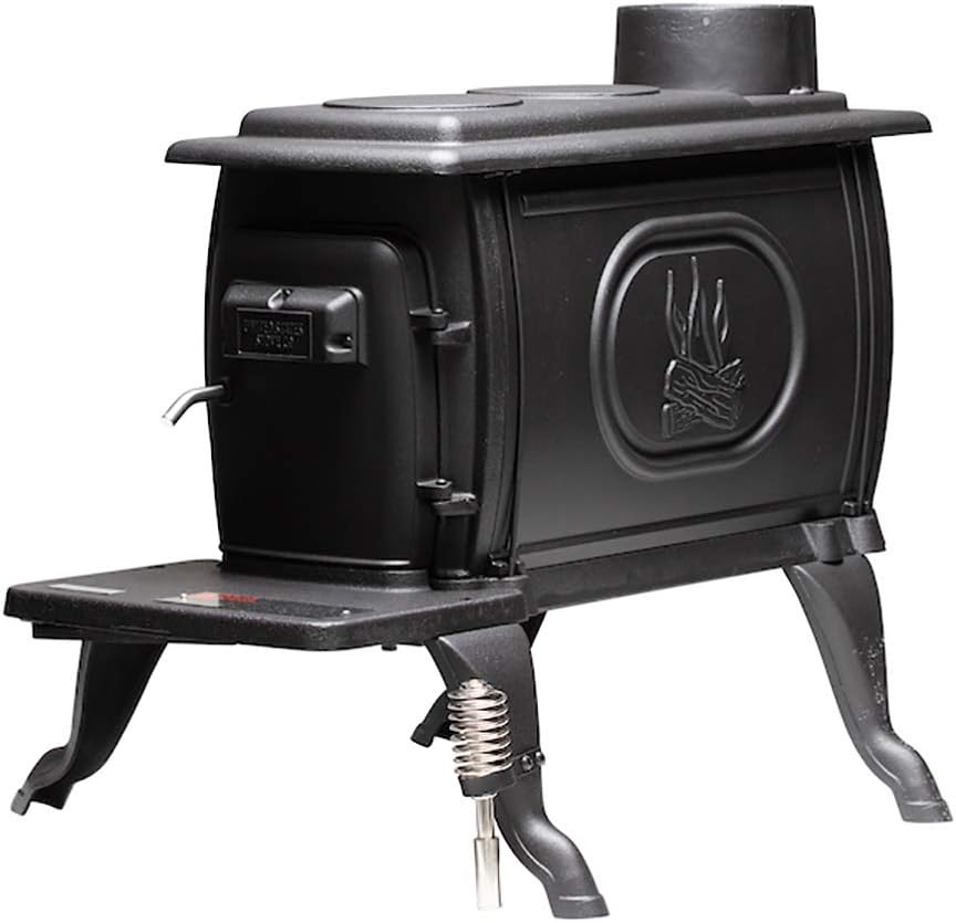 US Stove US1269E 900 Sq. Ft. Log Wood Cast Iron Stove, Black