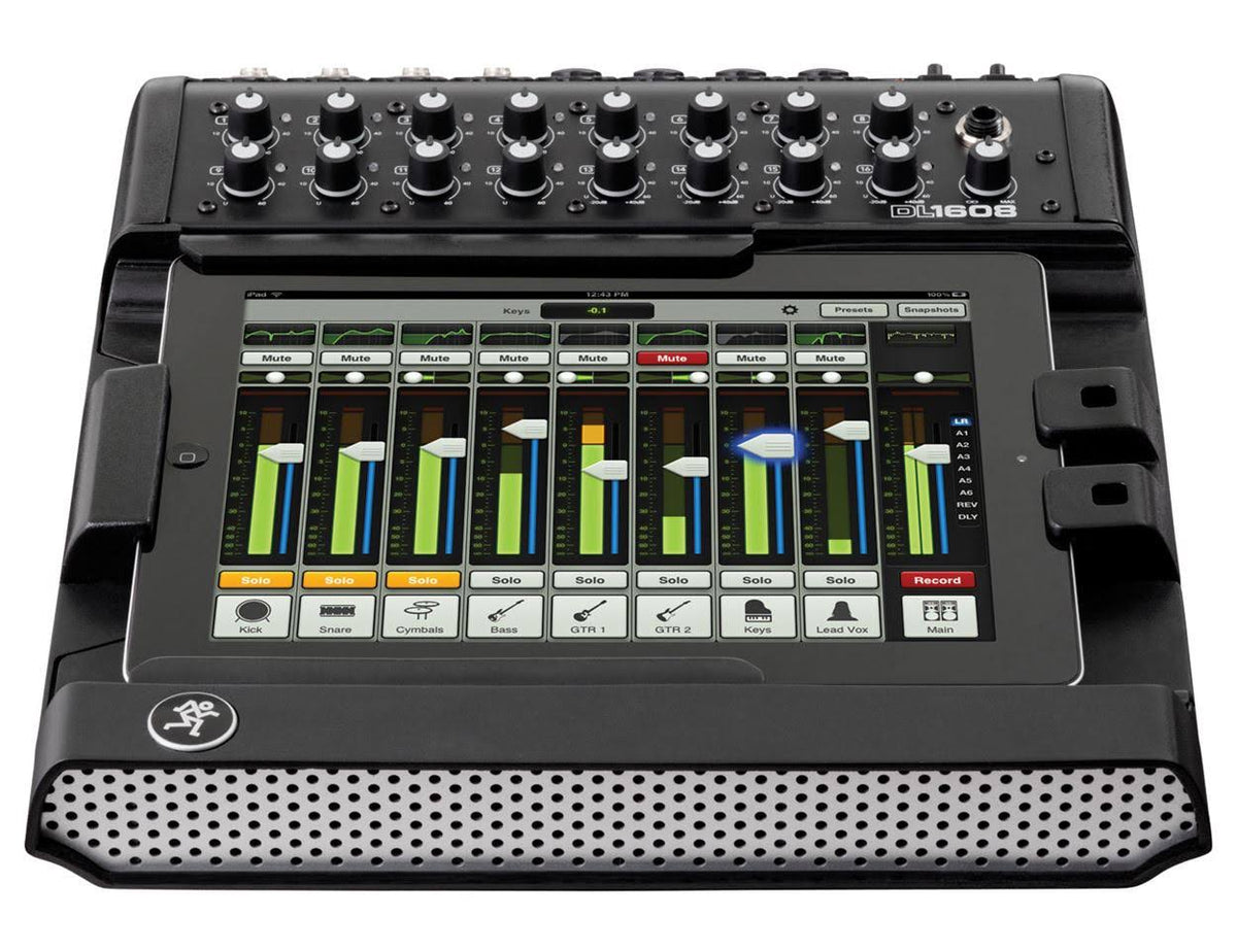 Mackie DL1608 Lightning 16-Ch. Mixer w/lPad Control+Bag+iPad Tray Kit+
