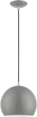 Livex Lighting Piedmont - 1 Light Globe Pendant in Industrial Style-15 Inches Tall and 10 Inches Wide-Shiny Light Gray/Polished Chrome