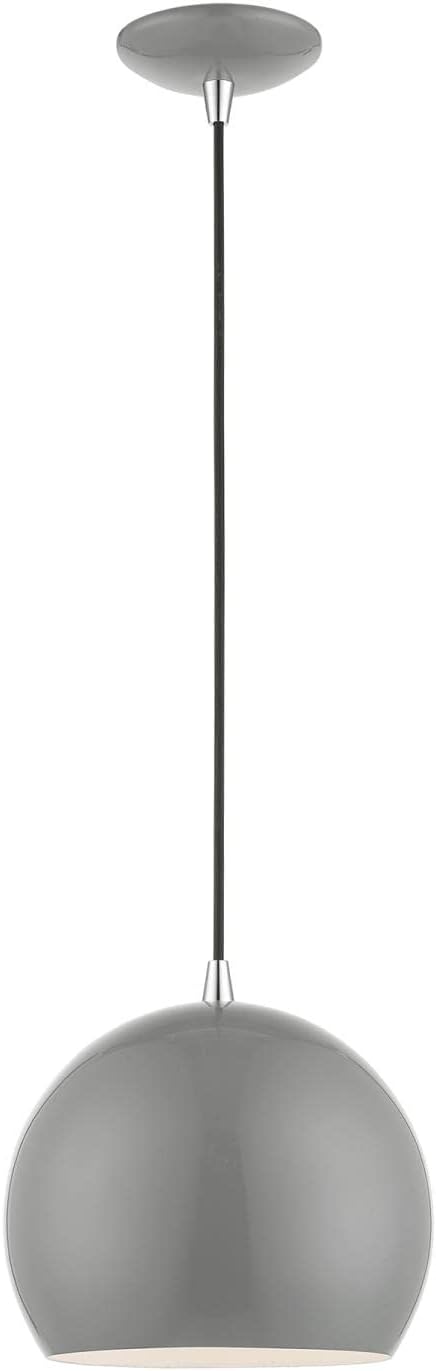 Livex Lighting Piedmont - 1 Light Globe Pendant in Industrial Style-15 Inches Tall and 10 Inches Wide-Shiny Light Gray/Polished Chrome