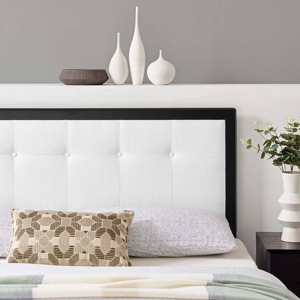 Modway Draper Tufted Queen Fabric and Wood Headboard - Walnut Charcoal