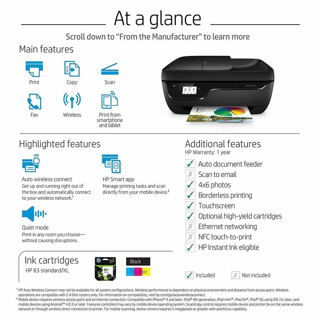 HP - OfficeJet 3830 Wireless All-In-One Instant Ink Ready Printer - Black