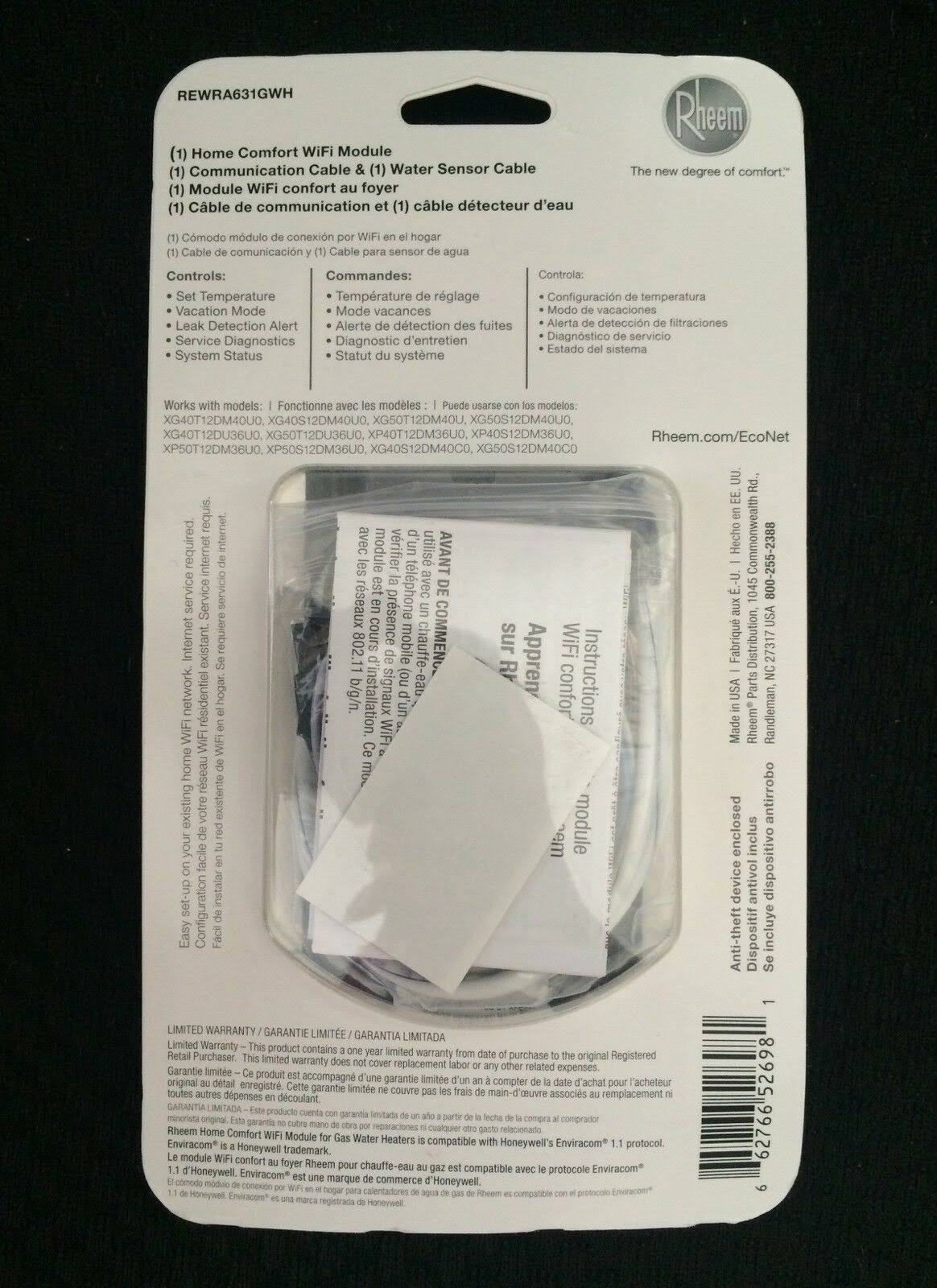 Home Comfort WiFi Module for Rheem Performance Platinum GAS Water Heaters