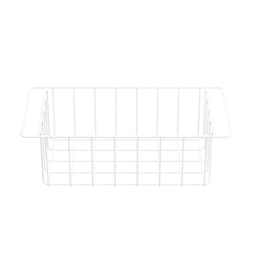 Freezer Wire Baskets, Kitchen Storage Organizer Bins for Chest and Upright Freezer, Refrigerator Dividers Containers with Handles - Pearl White (3)