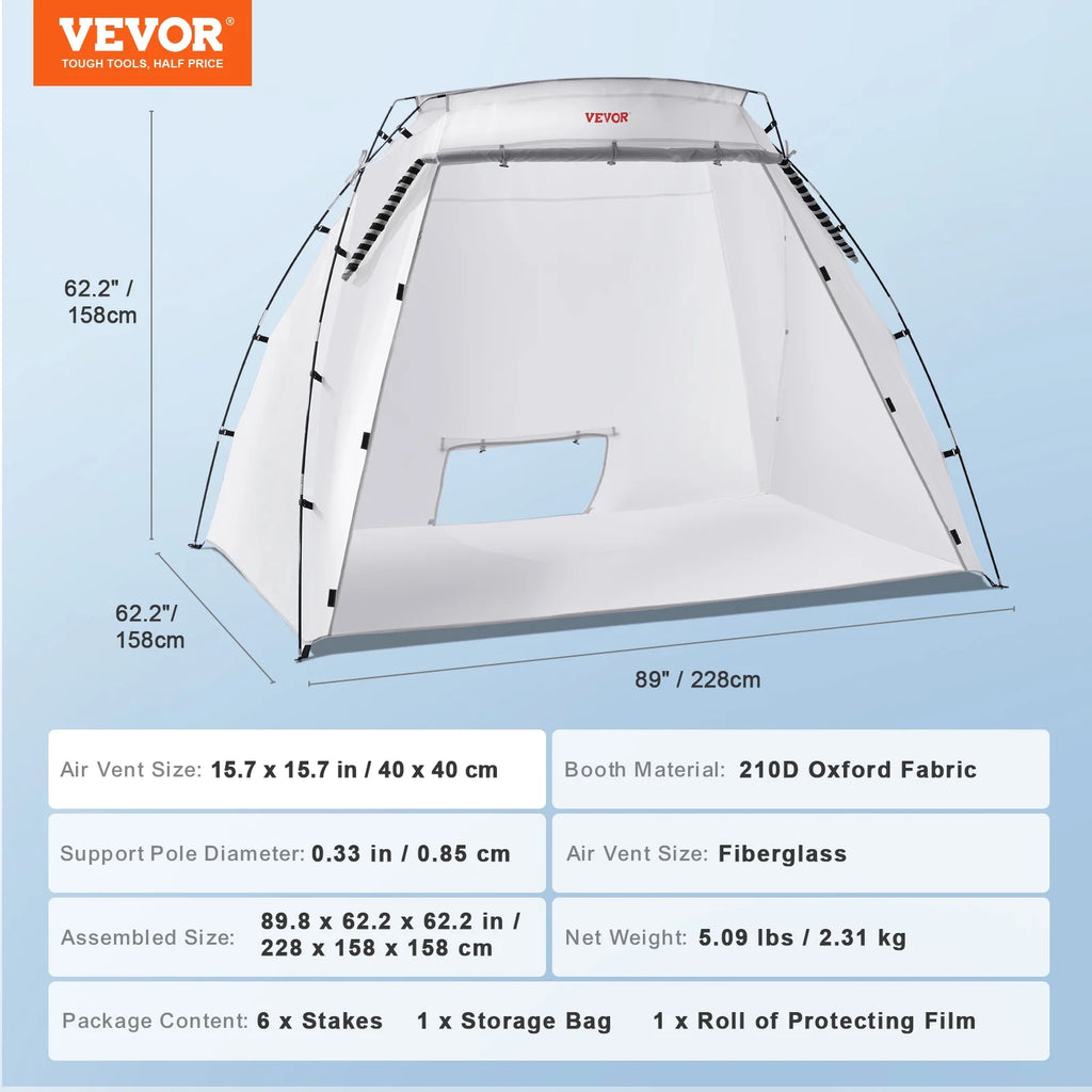 SKYSHALO Portable Paint Booth, Larger Spray Paint Tent with Built-in Floor & Mesh Screen, 7.5x5.2x5.2ft Spray Paint Shelter, Painting Tent Station for Furniture DIY Hobby Tool
