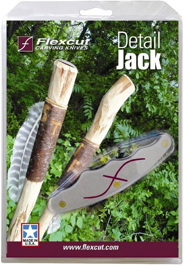 FLEXCUT Pocket Jack for Carvin' 2.0, Light Weight Wood Carving Jackknife Style Tool with 4 Blades, Made in the USA | JKN289