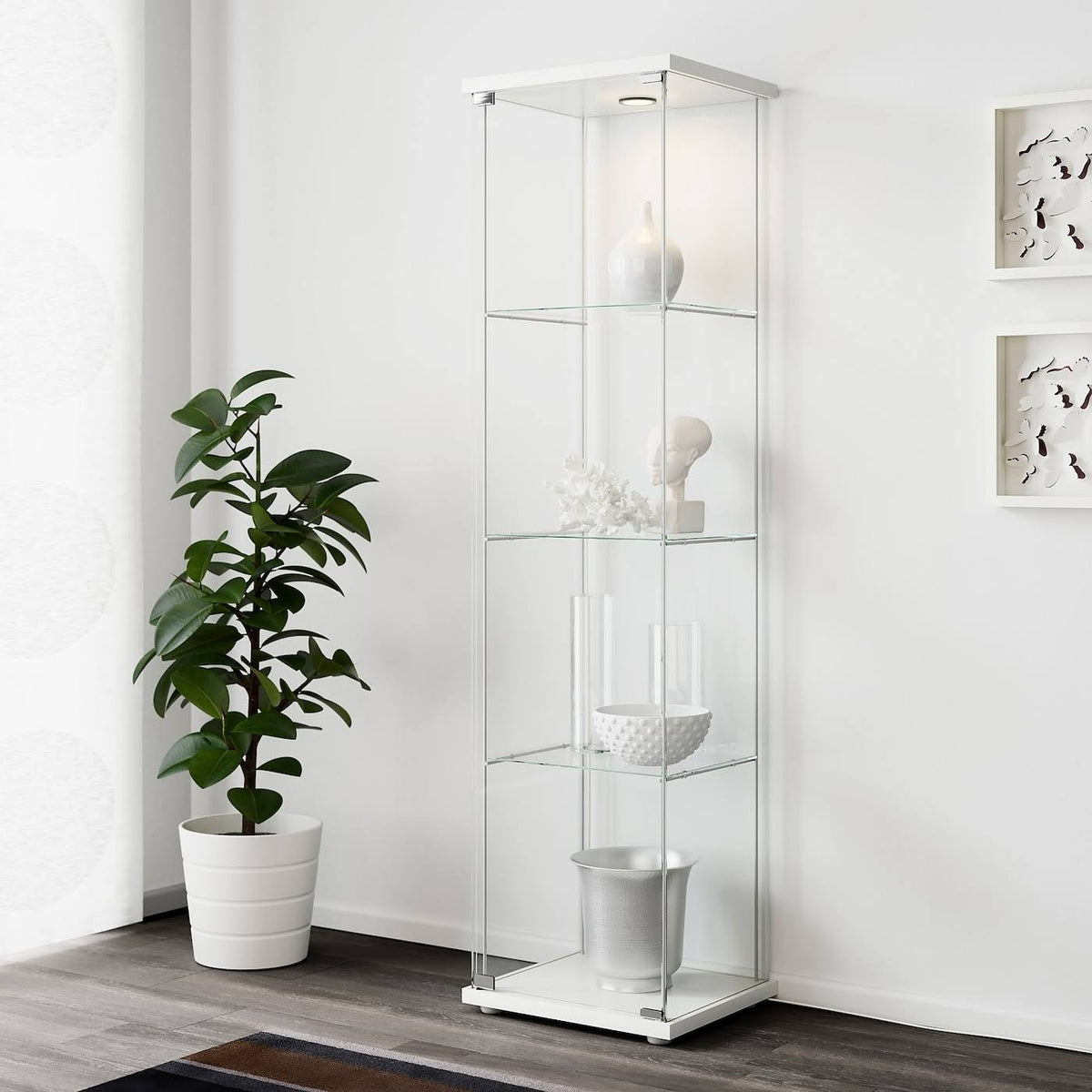 IKEA - Detolf Glass-Door Cabinet, White, 16 3/4x64 1/8