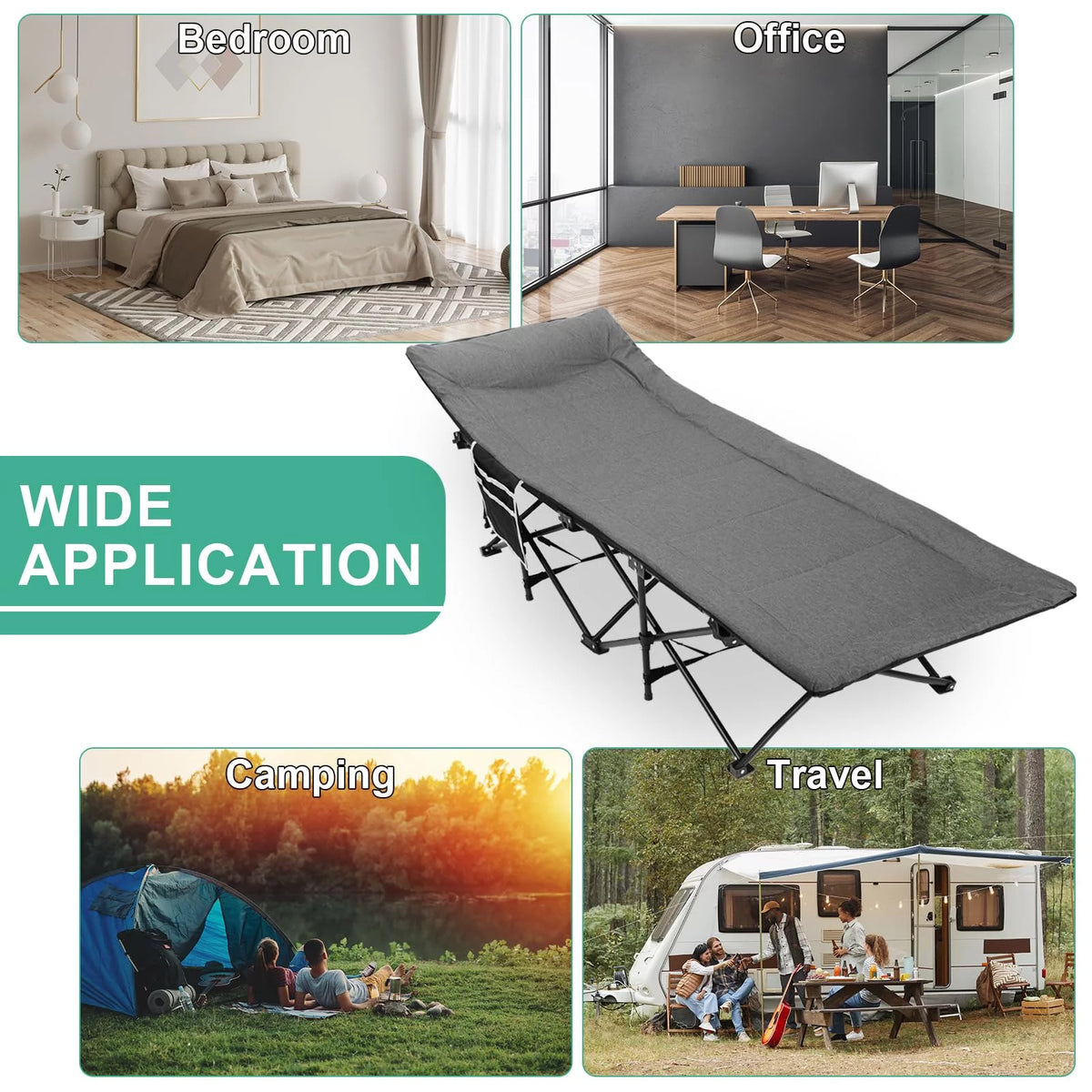 Folding Camping Cot ?C Deluxe Collapsible Single Person Bed in a Bag w/Pillow for Indoor & Outdoor Use ?C Ultra Lightweight, Comfortable, Heavy Duty Design Holds Adults & Kids