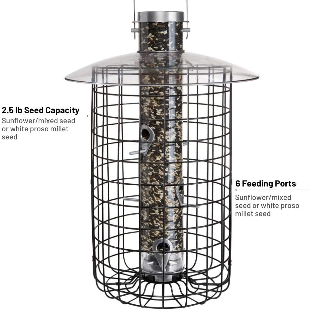 Droll Yankees 344305 Squirrel Proof, Caged Sunflower Bird Feeder, 20-Inch, Black