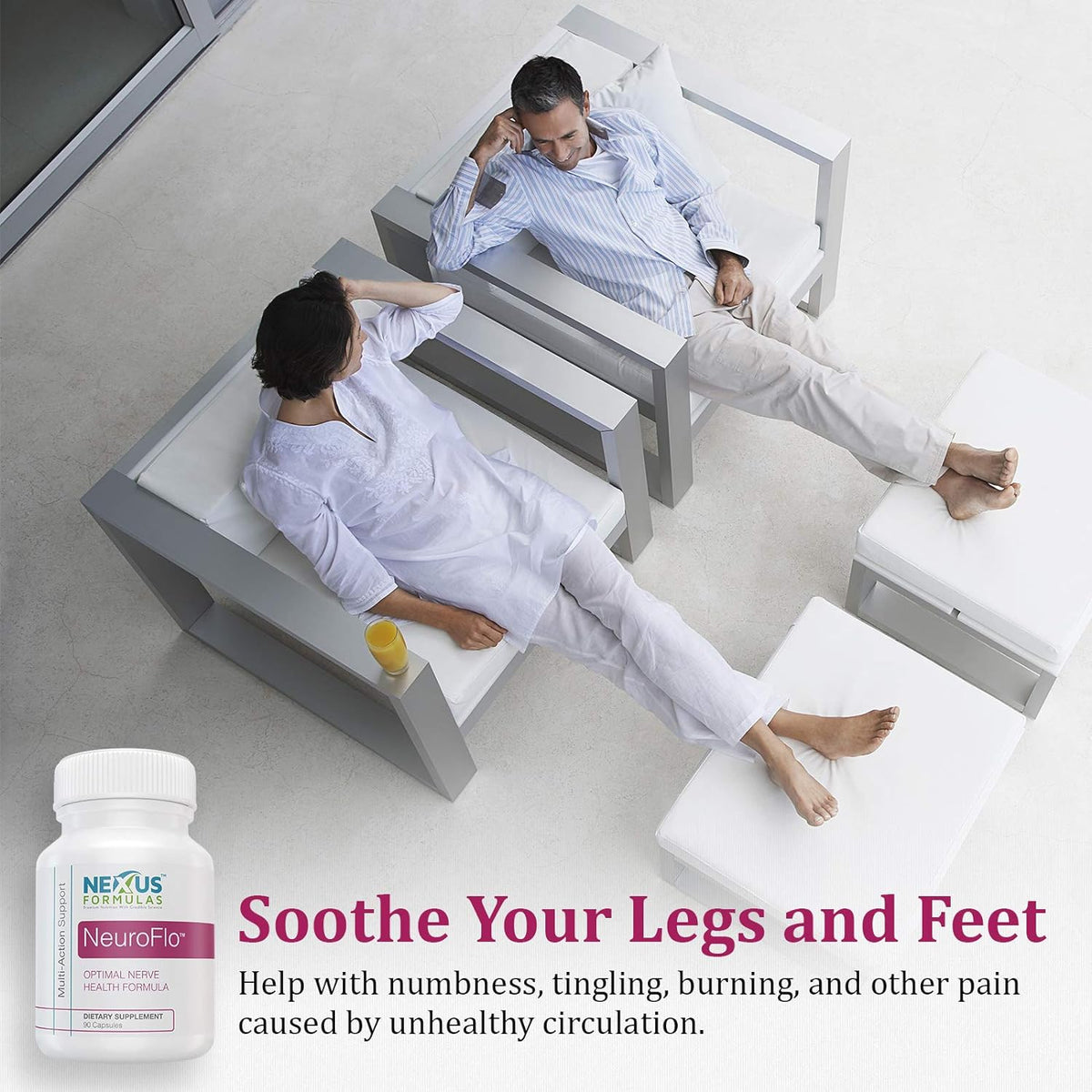 Nexus Formulas NeuroFlo Supplement - Circulation and Vein Support for Healthy Legs - Horse Chestnut Formula for Nerve Function, Numbness, Tingling