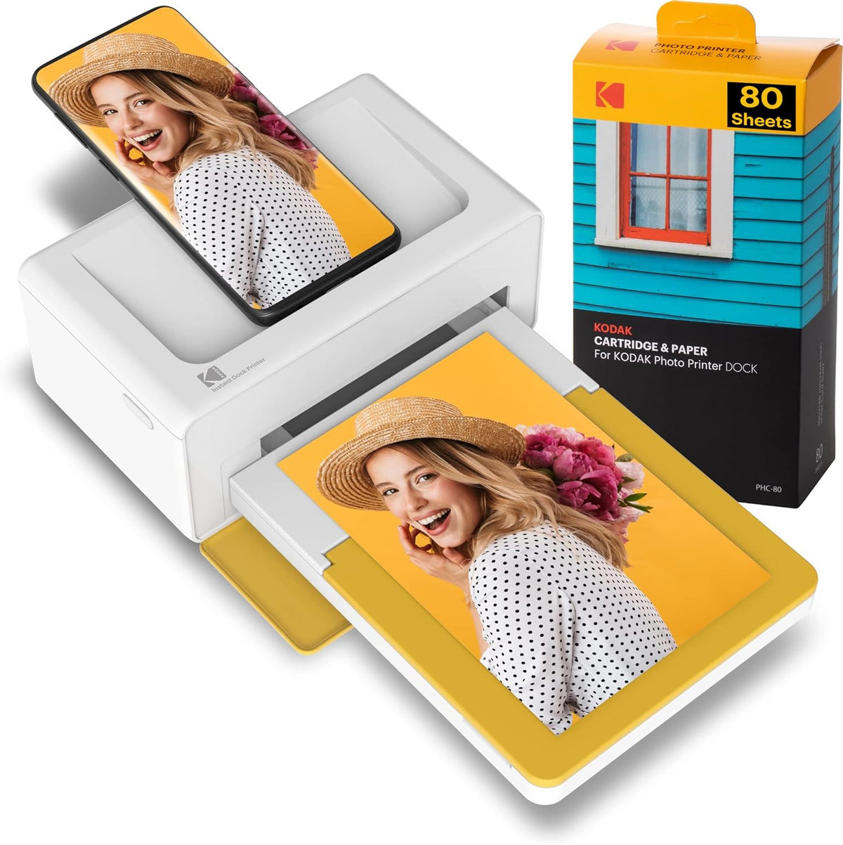 Kodak Dock Plus 4x6?? Portable Instant Photo Printer, Compatible with iOS, Android and Bluetooth Devices Full Color Real Photo, 4Pass & Lamination Process, Premium Quality - Convenient