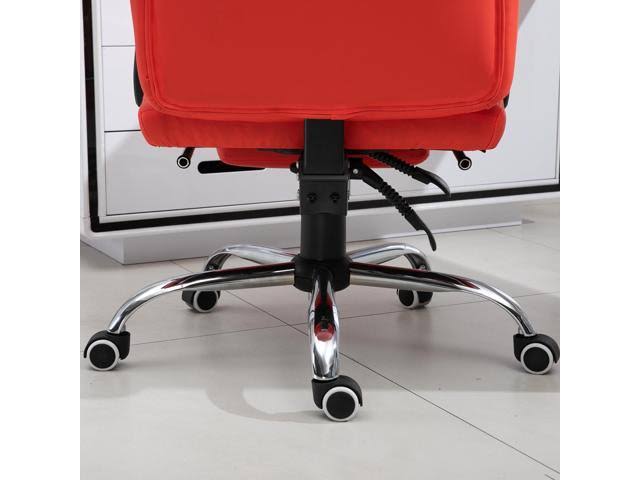 HOMCOM Reclining PU Leather Executive Home Office Chair with Footrest - Red
