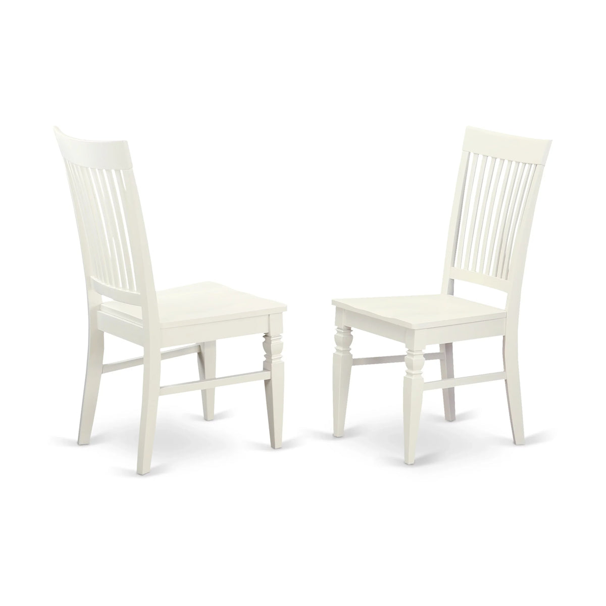 East West Furniture Weston 10 Wood Dining Chairs in Linen White (Set of 2)