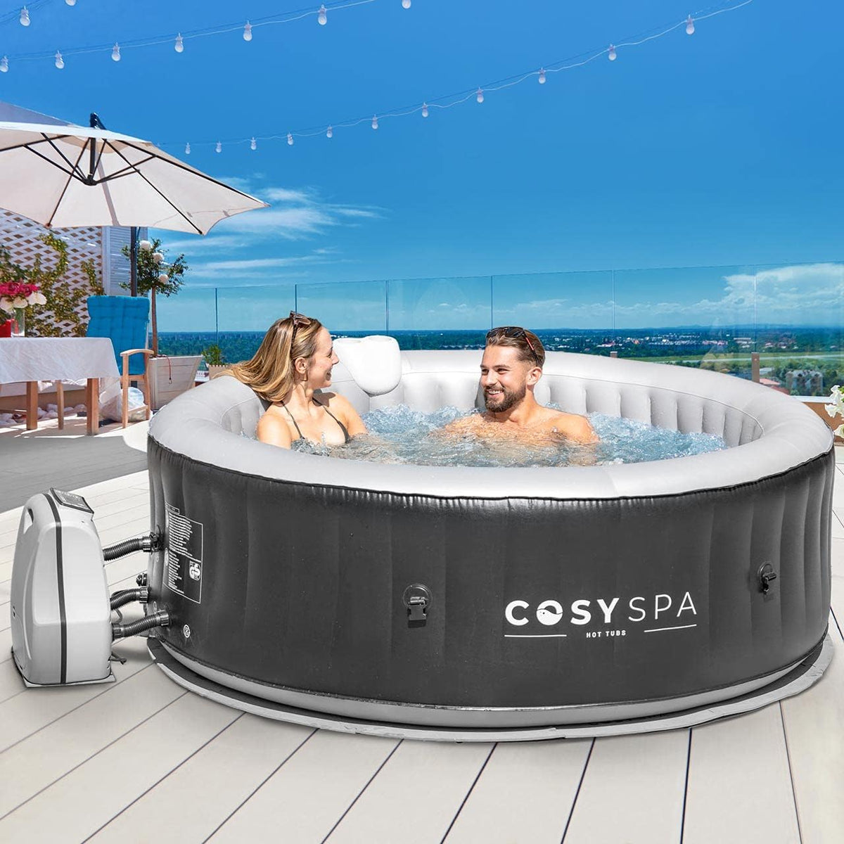COSYSPA Inflatable Hot Tub Spa [2022 Model] - Outdoor Bubble Hot Tub | 2-6 Person Capacity ?C Quick Heating Hot Tub | Inflatable Hot Tub | Outdoor Inflatable Hot Tub Spa (Hot Tub Only - 6 Person)