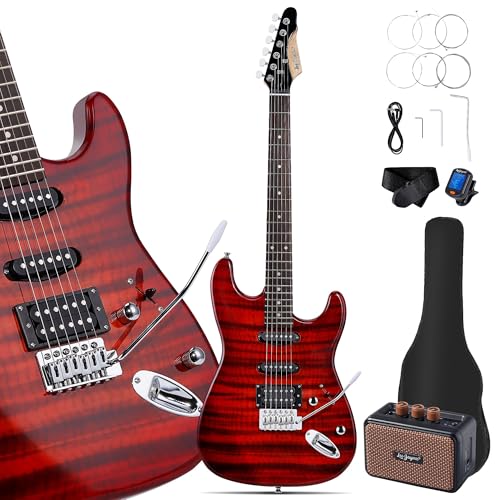 Leo Jaymz 39 Full Size ST Style Electric Guitar Starter Kit with SSH Pickup, 5W Portable Amp, Tuner, Gig Bag, Strap & Accessories (Violet Ocean)