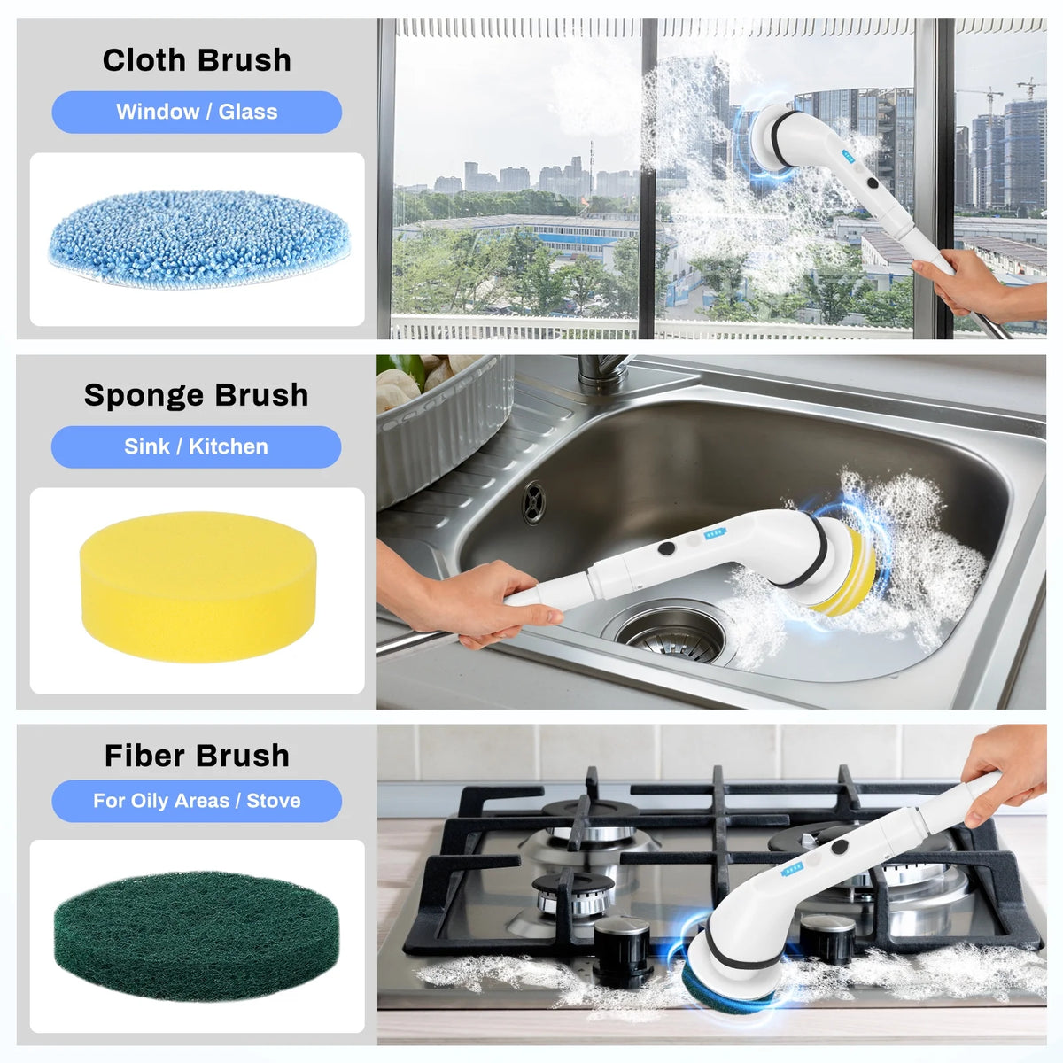 VAVSEA Electric Spin Scrubber,Cleaning Brush for Bathroom,1.5H 300RPM Shower Scrubber Kit for Floor Tile Bathtub,51 inch