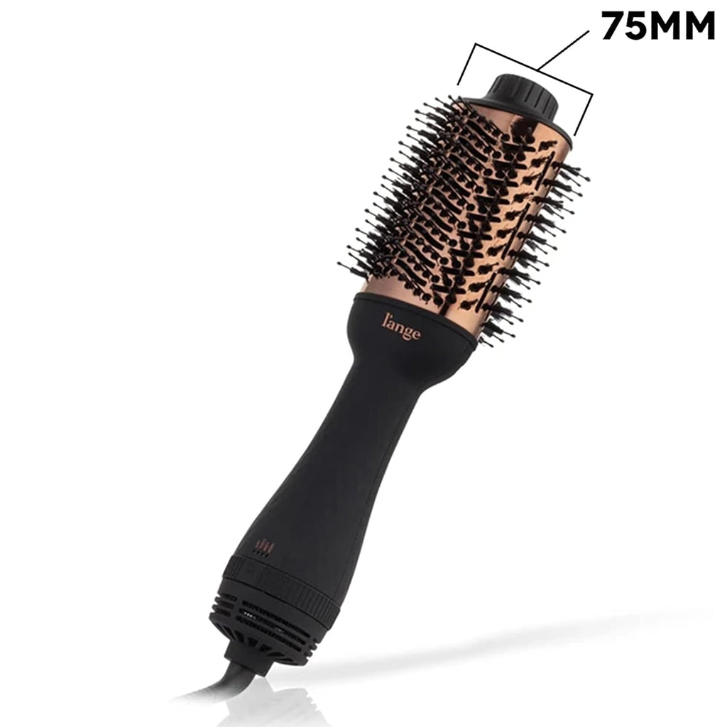L'ANGE HAIR Le Volume 2-in-1 Titanium Brush Dryer Black | 75MM Hot Air Blow Dryer Brush in One with Oval Barrel | Hair Styler for Smooth, Frizz-Free Results for All Hair Types