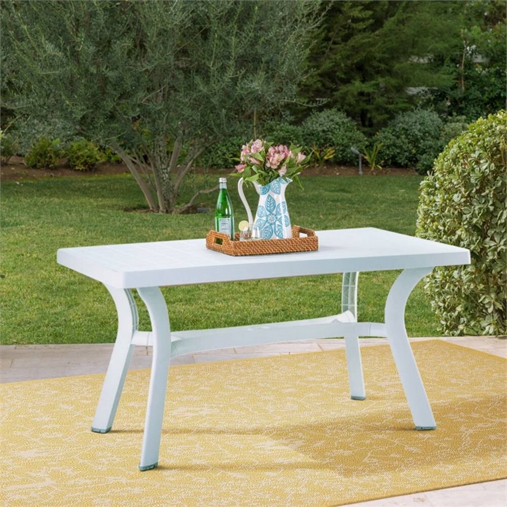 Atlin Designs 55x22 Resin Patio Dining Table in White