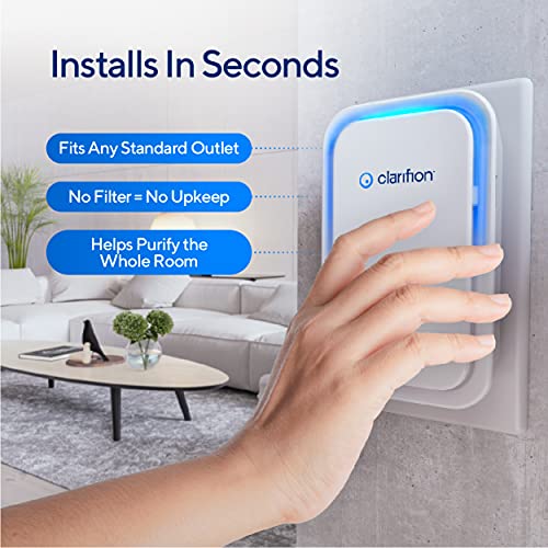 Clarifion - Negative Ion Generator with Highest Output (10 Pack) Filterless Mobile Ionizer & Travel Air Purifier, Plug in, Eliminates: Pollutants, Allergens, Germs, Smoke, Bacteria, Pet Dander & More