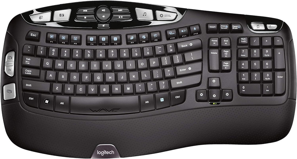 Logitech K350 Wireless Wave Ergonomic Keyboard with Unifying Wireless Technology - Black