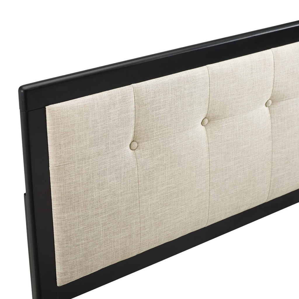 Modway Draper Tufted Queen Fabric and Wood Headboard - Walnut Charcoal