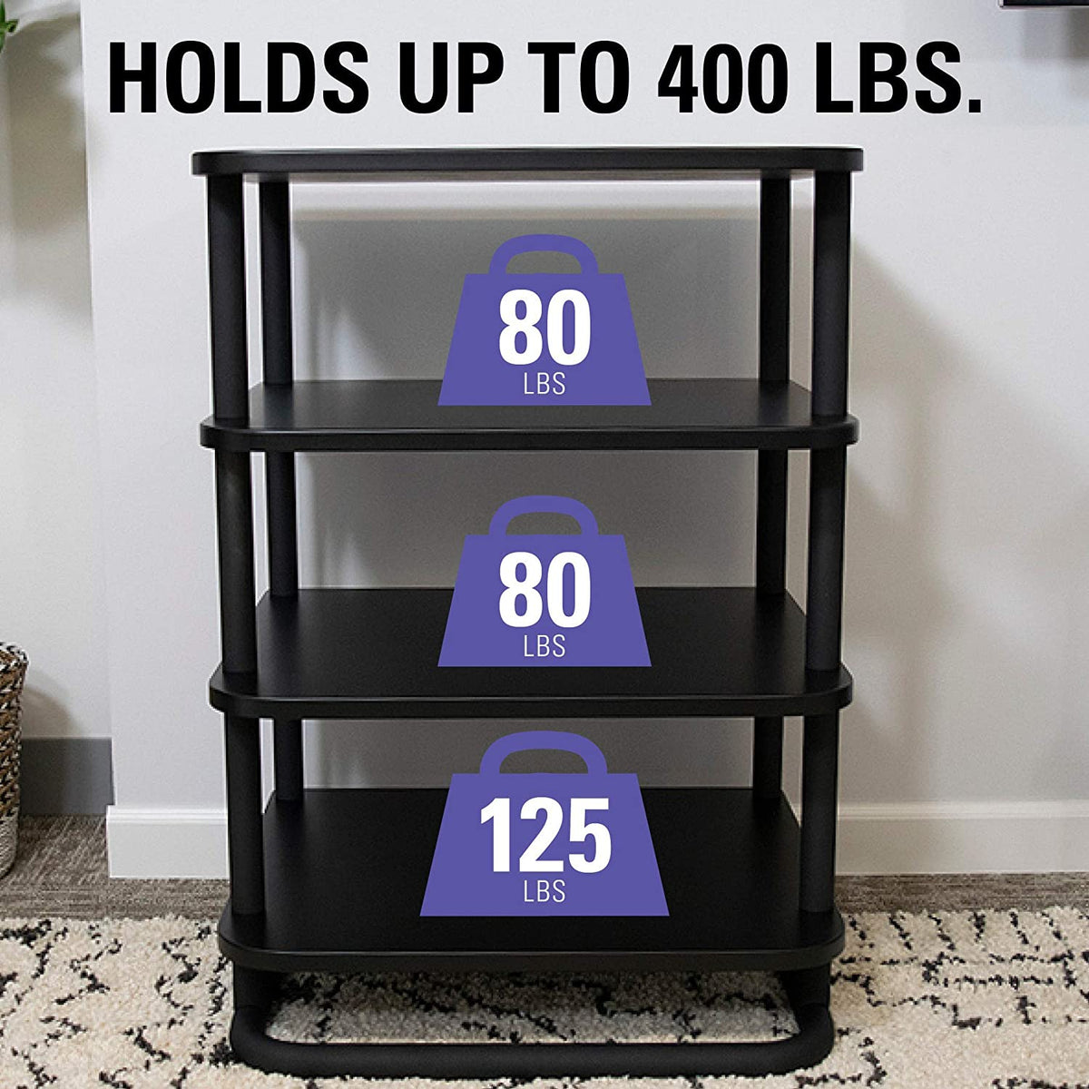 Sanus AV Media Stand with Built-in Cable Mangement & Adjustable Feet - Heavy Duty Design Holds 400lbs of Audio/Video Components - Features Simple 15-Minute Install & Includes All Hardware