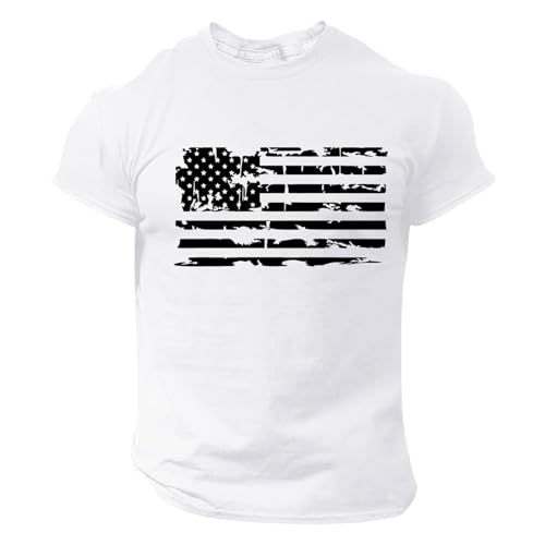 Mens American Flag Patriotic Shirt Distressed Short Sleeve Independence Day Shirt Graphic Tees Men