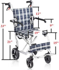 Wheelchair Transport Chair 19 Ultralight Aluminum, Medical Ultralight Transport Wheelchair Lightweight Folding Transport Chairs for Seniors,for Travel, (only 18 lbs)