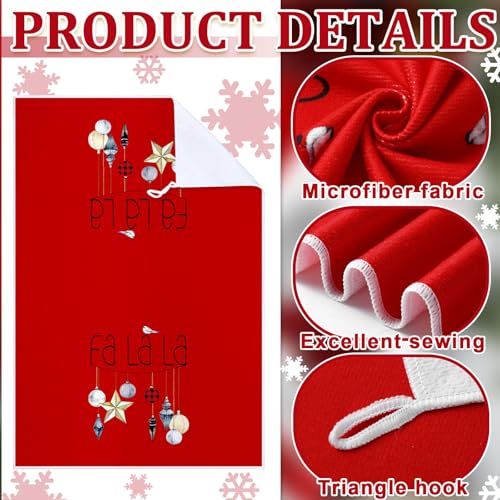 Geyoga 6 Pcs Merry Christmas Kitchen Towels Buffalo Plaid Xmas Tree Dish Towels Hand Towel Tea Towel Absorbent Soft Drying Cloth for Holiday Housewarming Gifts, 16x24 Inch(Gray White)