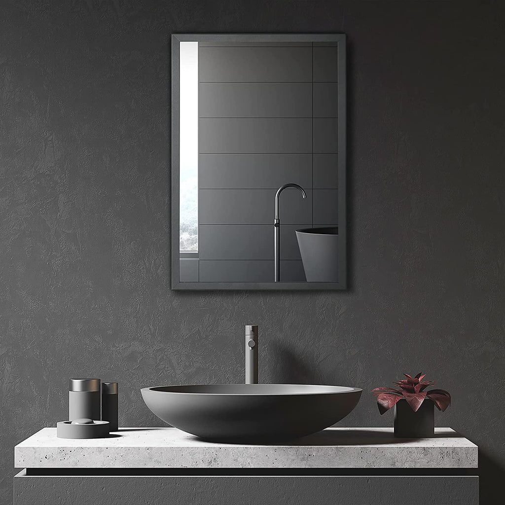 Wall-Mounted Medicine Cabinet with Mirror, Stainless Steel Bathroom Mirror Cabinet Wall Mounted with Storage Shelves for Living Room and Laundry Room, Black