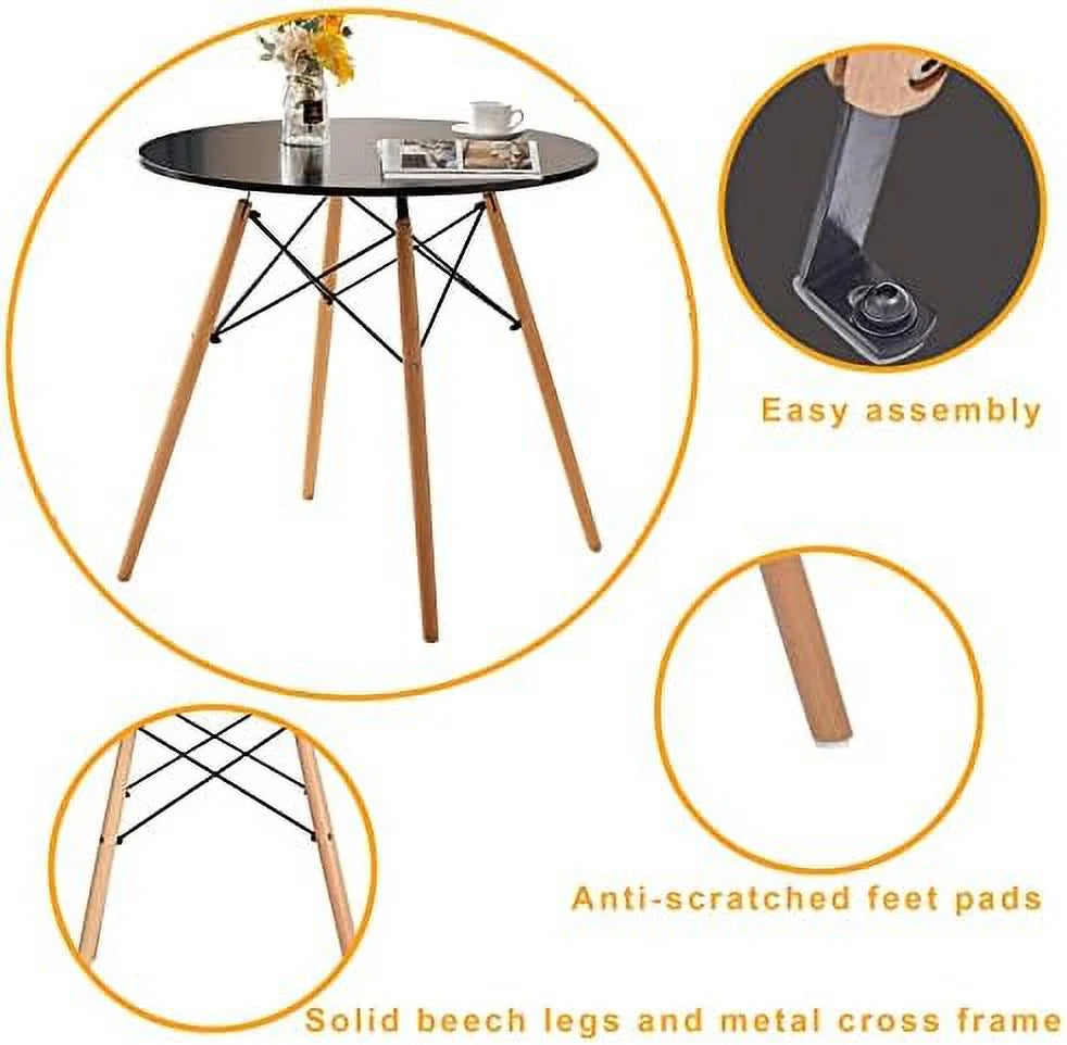 xrboomlife White Dining Table 31.5”u2013Small Round Modern Dining Room Table Kitchen Table Coffee Table - for 2 to 4 People