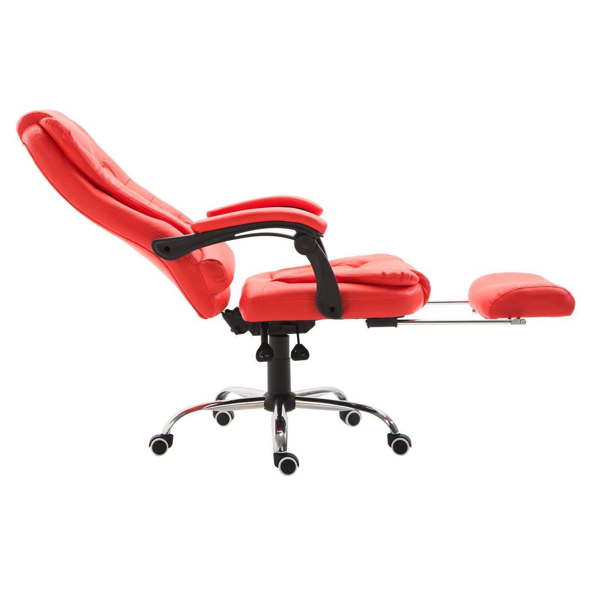 HOMCOM Reclining PU Leather Executive Home Office Chair with Footrest - Red
