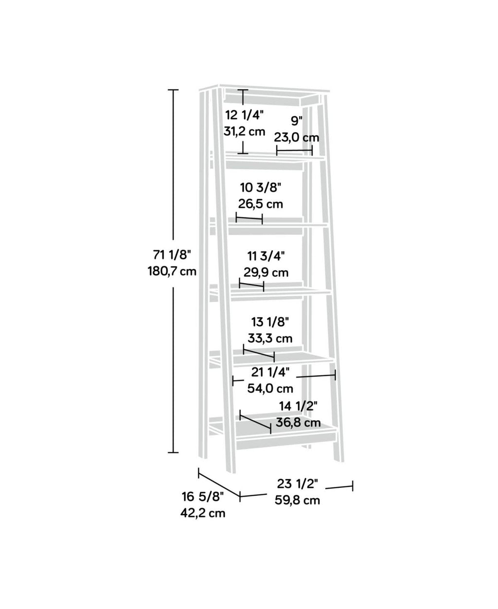 Sauder Trestle 5-Shelf Bookcase - Vintage Oak