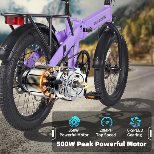 Folding Electric Bike for Adults, 20??3.0 Fat Tire Electric Bicycle, 374.4Wh Battery Ebike, 20MPH Electric Cargo Bike with LCD Color Display & 6 Speed Gears (Fits for 5'0+)
