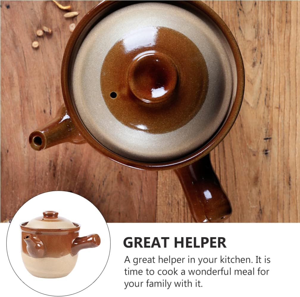 Traditional Chinese Medicine Casserole Retro Skillet Pottery Clay Chinese Medicine Pot Pitcher Teapot Stew Pot Ramen Gift,001,25x19cm (1 22x17.5cm)